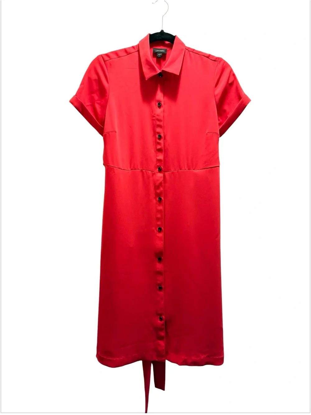J. Jill Wearever Collection Red Shirt Dress Tie Waist ShortSleeve Midi XS Petite - Picture 5 of 16